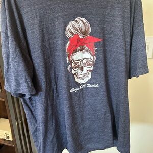 Harley-Davidson Blue Tee with Skull and Red Bandana